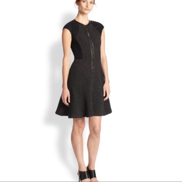 Rebecca Taylor Fit & Flare Quilted Lace Gray Black Dress Size 8 - Picture 13 of 13